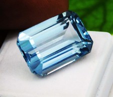 21.35Ct. Natural Cut Translucent Brazilian Emerald Cut Aquamarine Loose Gemstone