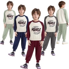 Kids Boys Set Party Tracksuit Birthday Outfit Elastic Waistband Long Sleeve