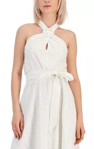 Anne Klein Women’s White Sleeveless Halter Neck Eyelet Dress NEW Size 16 - Picture 2 of 12