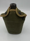 Vintage Army GREEN Covered TIN CANTEEN WW2/WWII Military 1945 Dented