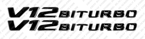 Set Gloss Black Emblem Badge Sticker for Mercedes-Benz SL65 V12 Biturbo AMG R230 - Picture 10 of 13