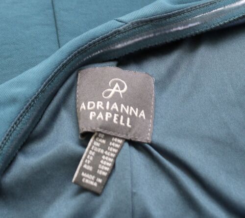 Adrianna Papell Teal Gauzy One Shoulder Draped Asymmetrical Dress Sz 14W Evening - Picture 5 of 6