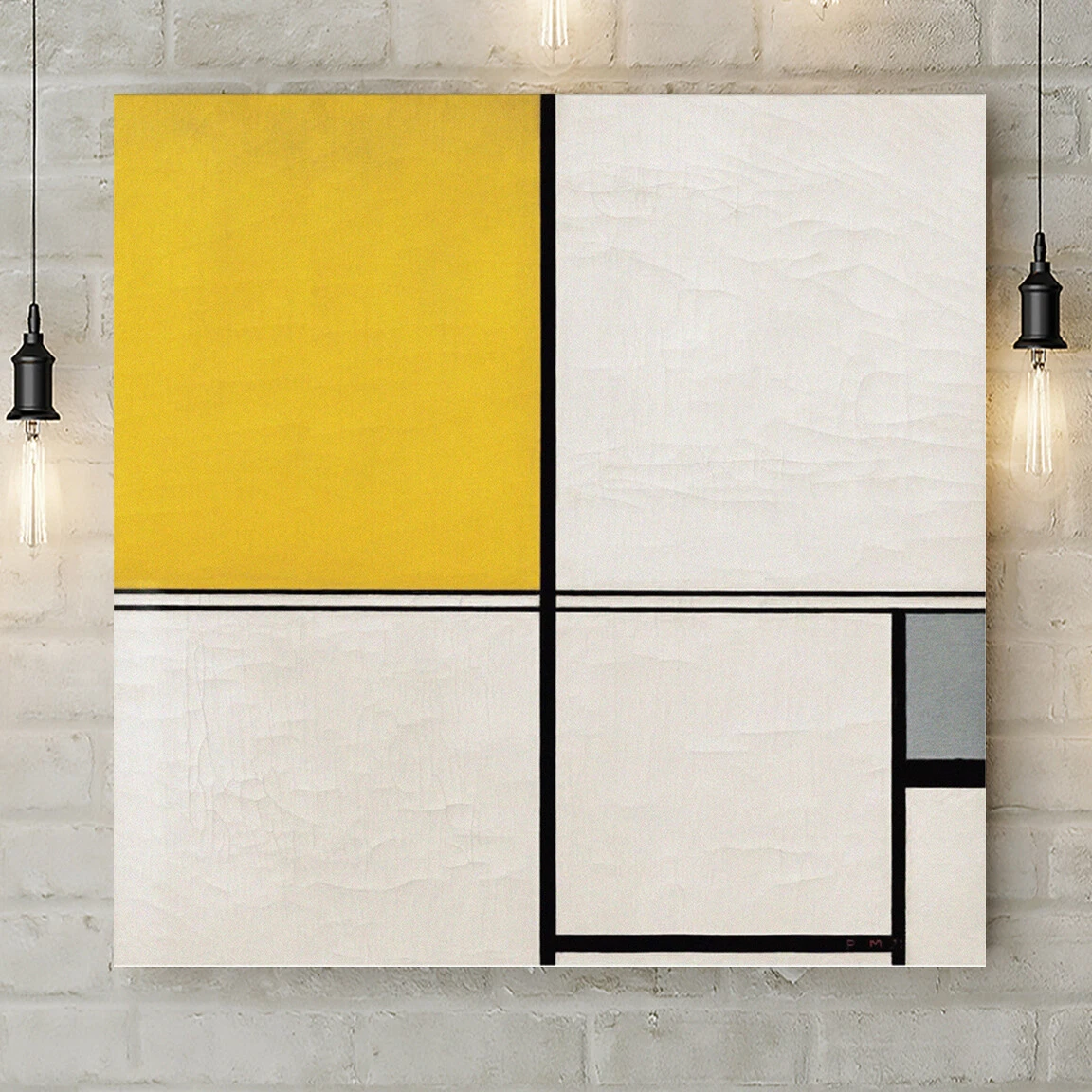 Piet Mondrian - Yellow and Grey - Composition B - Canvas Rolled Wall Art Print