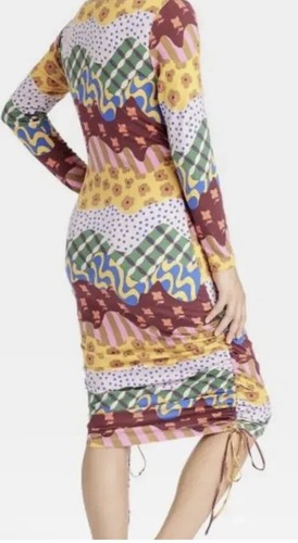 TARGET LATINO HERITAGE MONTH LONG SLEEVE WAVY STRIPED DRAWCORD A-LINE DRESS XS - Picture 2 of 3