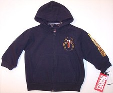 NWT Marvel Boy's LS Navy Spiderman Sweatshirt Hoodie Jacket, 2T