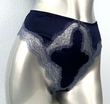 Victoria's Secret Blue Ensign Satin Lace High Leg Brazilian Panty S M L XL
