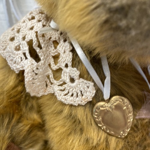 Victorian Teddy Bear 16" Long Jointed Plush Headband & Flowers, Lace Collar VTG - Picture 4 of 7