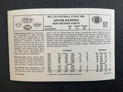 1980 STOP N GO 3D FOOTBALL STARS PICK CARDS YOU WANT - 第 67/99 張圖片