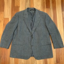 1990s Brooks Brothers Camel Hair Suit Jacket Men's Blue Plaid Check Blazer