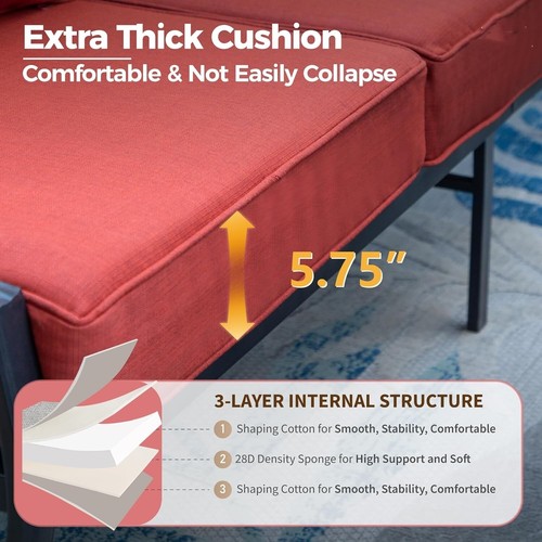 6 Pcs Outdoor Patio Furniture Set Sectional Sofa Conversation Set w/Coffee Table - Picture 6 of 9