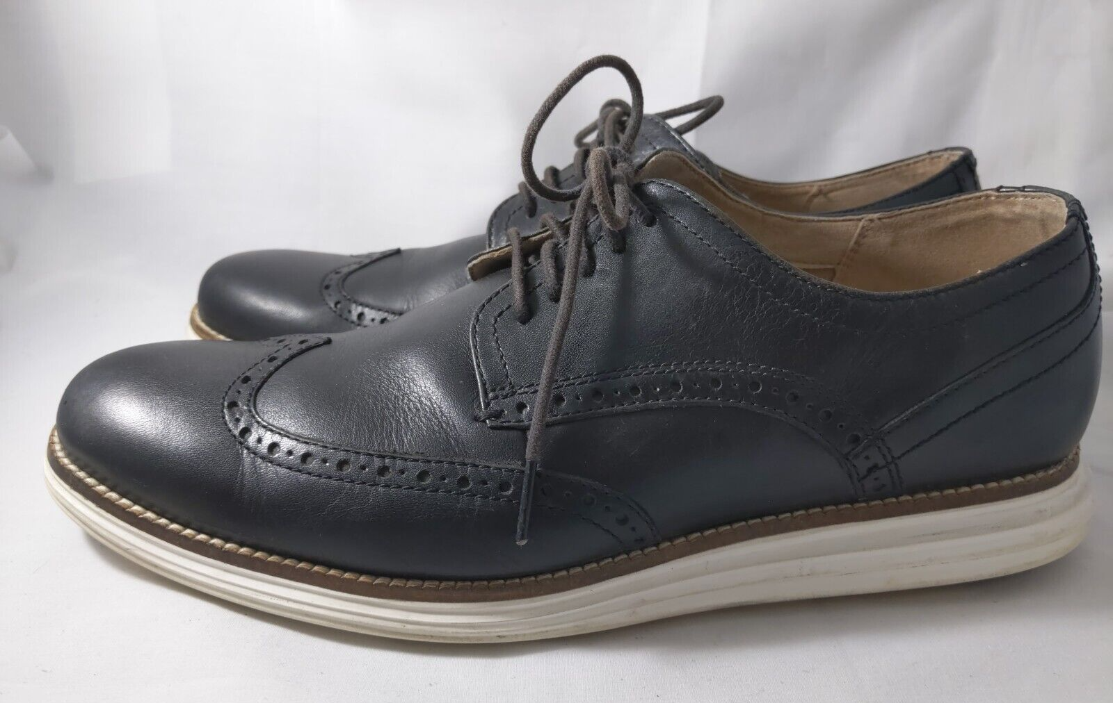 SAOLA Scarpe COLE HAAN 10 5 M $170 originali Grand Wing Oxford nero bianco uomo