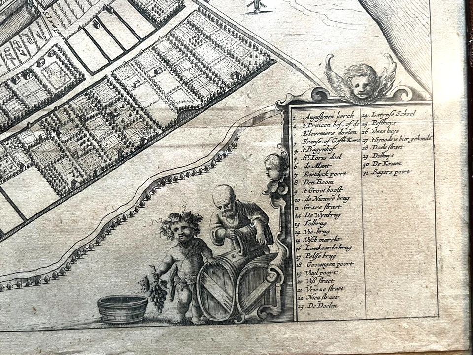 Mapa Antiguo Dordracum Dordrecht Dortt Países Bajos Siglos XVI-XVII 21" X 17" Foto 3 de 4