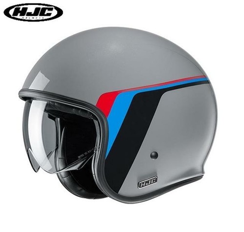 CASCO JET VINTAGE MOTO/SCOOTER VISIERA PARASOLE PELLE HJC V30 OSOR MC5  GRIGIO(S) | eBay