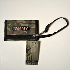 Army Camouflage Utility Wallet Nylon Trifold Kids Wallets for Boys w/ Strap
