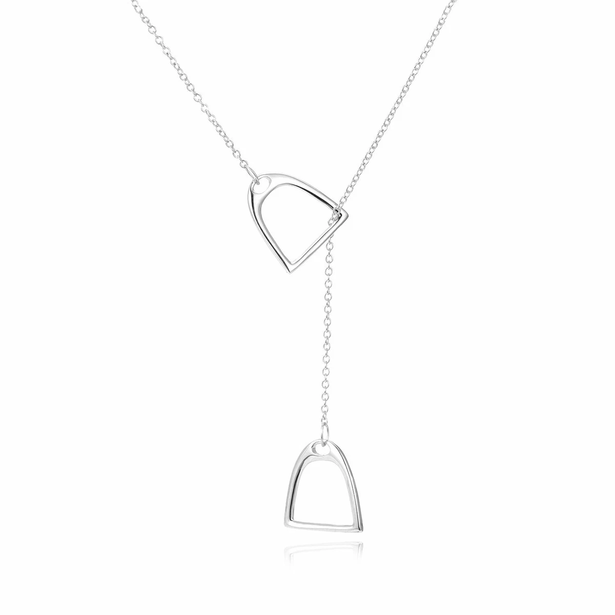 YFN Jewelry 925 Sterling Silver Simple Double Horse Stirrup Lariat