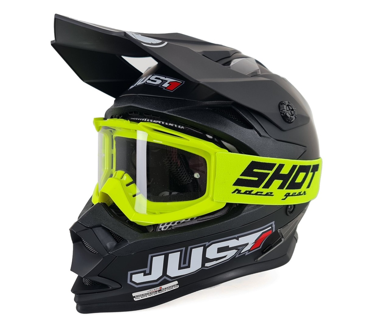 Kids Motocross Helmet Just1 J32 Matt Black Youth Helmet Free Neon