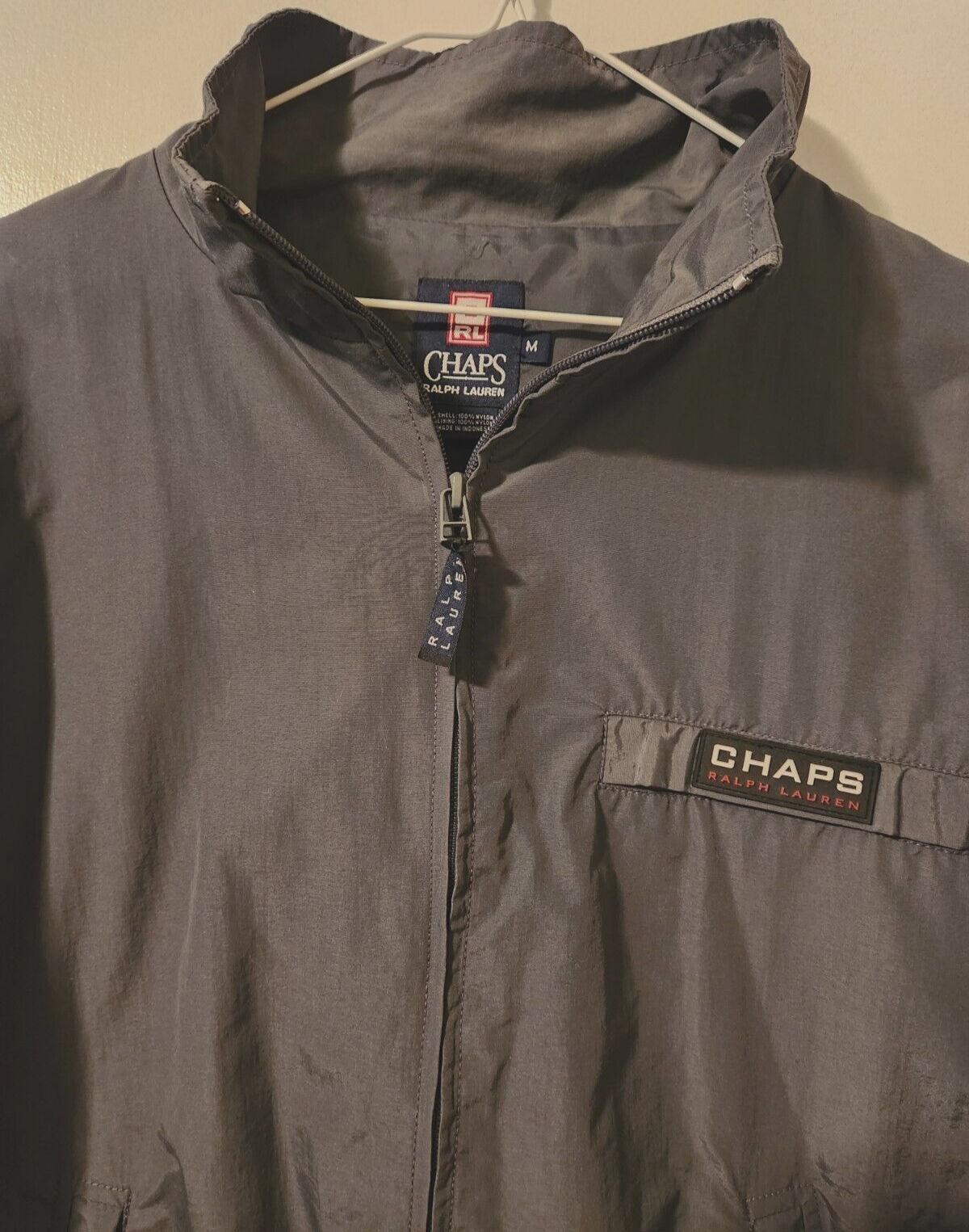 Chaps Ralph Lauren VTG Men M Windbreaker Jacket Full Zip Golf Active Outdoor Y2K