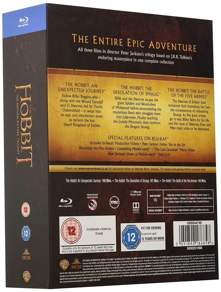 The Hobbit Trilogy [Blu-ray] [2015] [Region Free] - Image 2 of 2