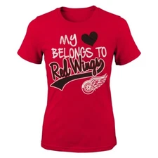 Detroit Red Wings Outerstuff NHL Girls Red "My Heart Belongs To" T-Shirt