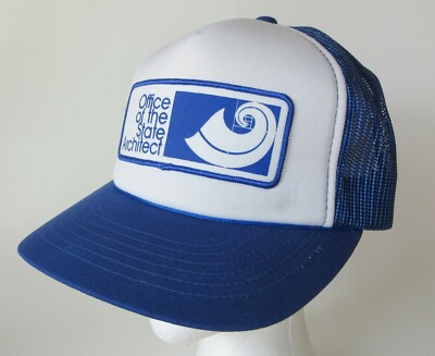 Snapback Office Of The State Architect Mesh Trucker Hat Cap Blue & White 5 Panel