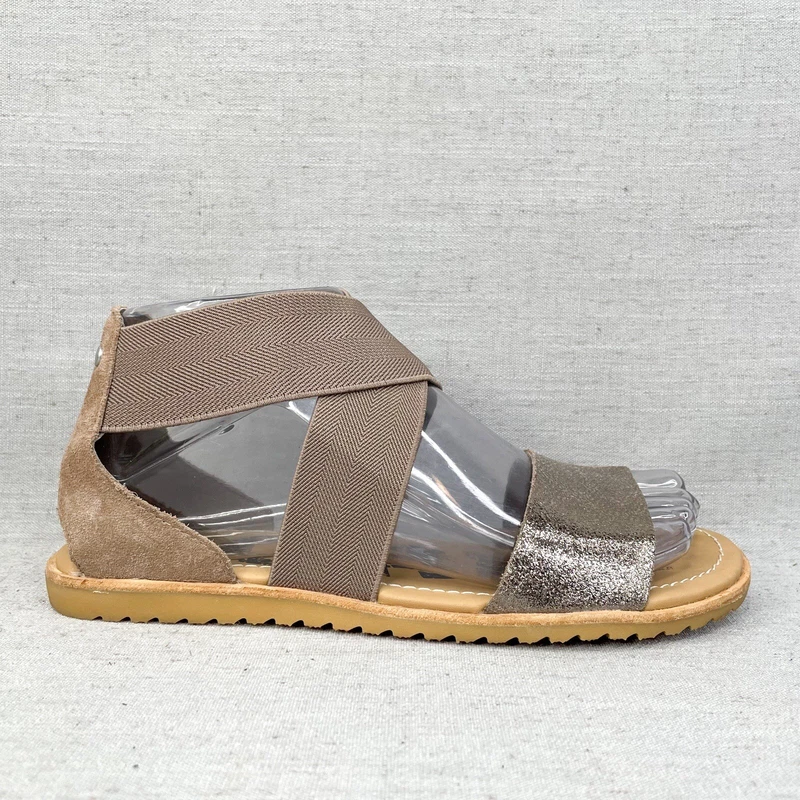 sorel ella sandals cross strap stretch gladiator flat shoes