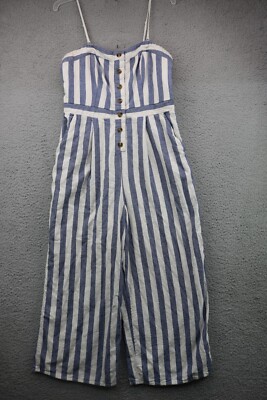 American Eagle Women's Nautical Wide Leg Jumpsuit-Size Medium