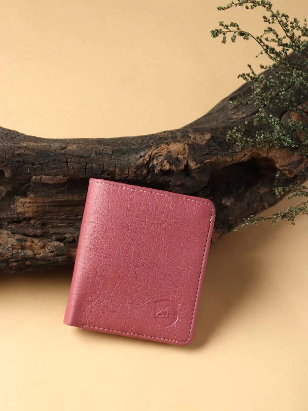 Men Casual Pink Artificial Leather Wallet 3 Card Slots By SAMTROH