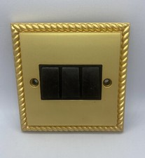 Jo Jo 22 Carat Gold Plated Light Switch Matt Finish 3 gang, 2 way Georgian