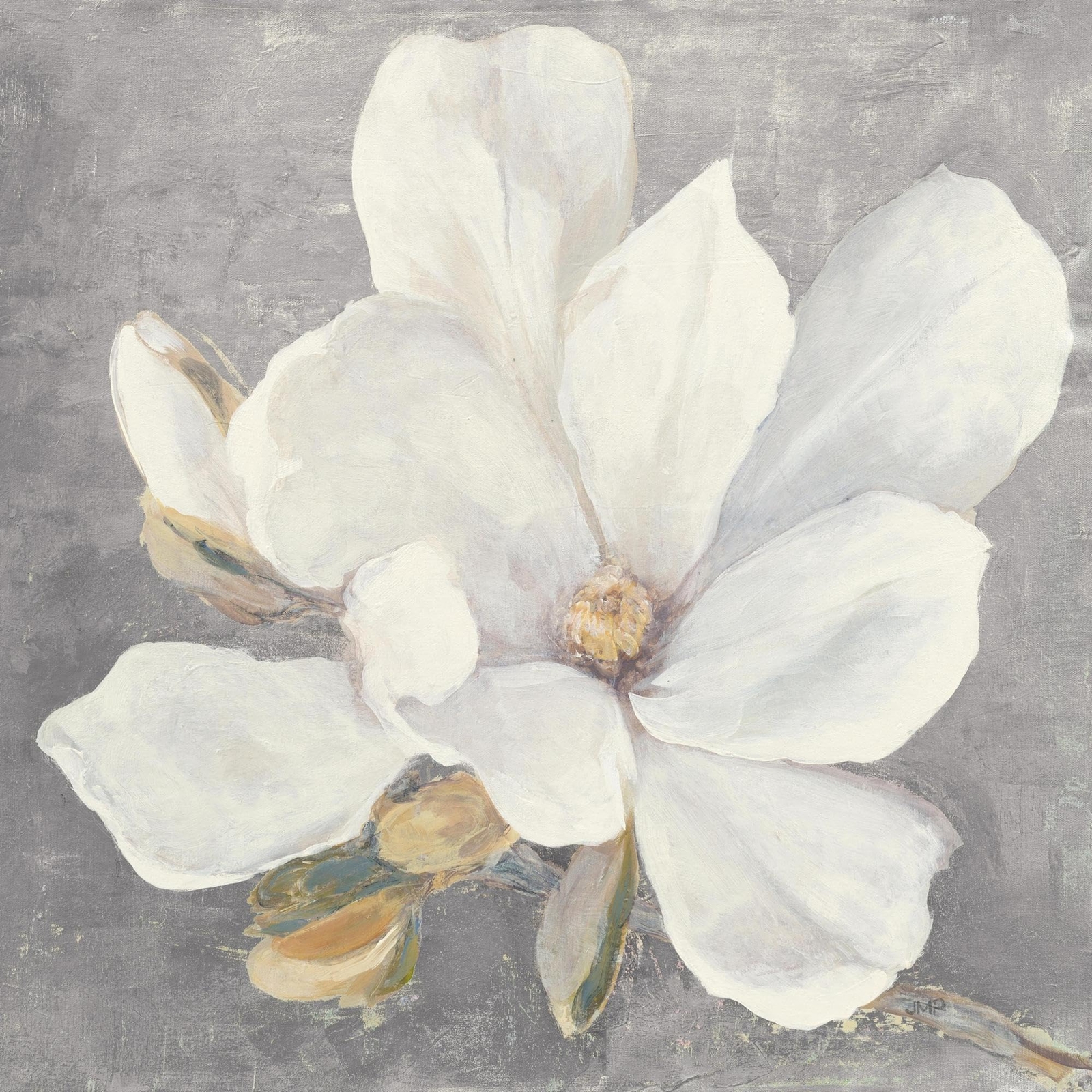 Serene Magnolia Light Gray Wall Art Print by Julia Purinton - Botanical Decor-image