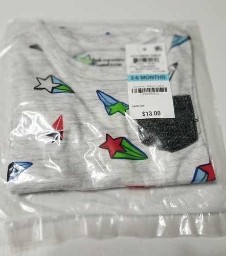 Baby Boys Star T-Shirt 3-6 months featuring a shooting-star pattern and pocket - Picture 2 of 4