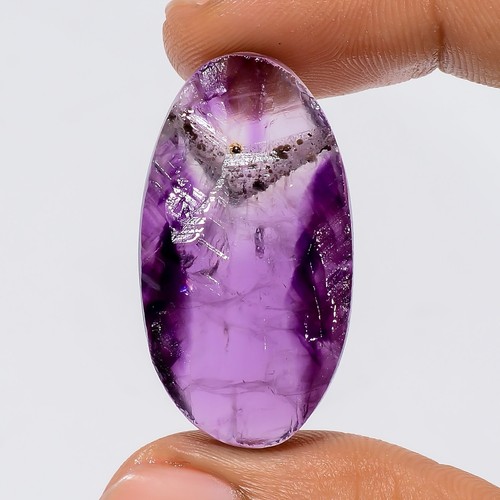 39.00 Cts Natural Oval Trapiche Amethyst Cabochon Pendant Supply 32X17X6 mm - Picture 2 of 5