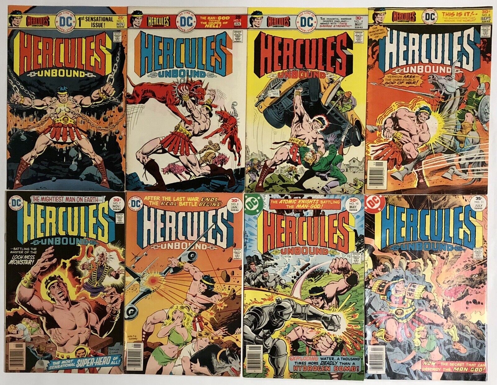 Hercules Unbound Lot of 8 Bronze Age DC Comics #1 #2 #4 #6 #7 #8 #10 #11 FN Avg