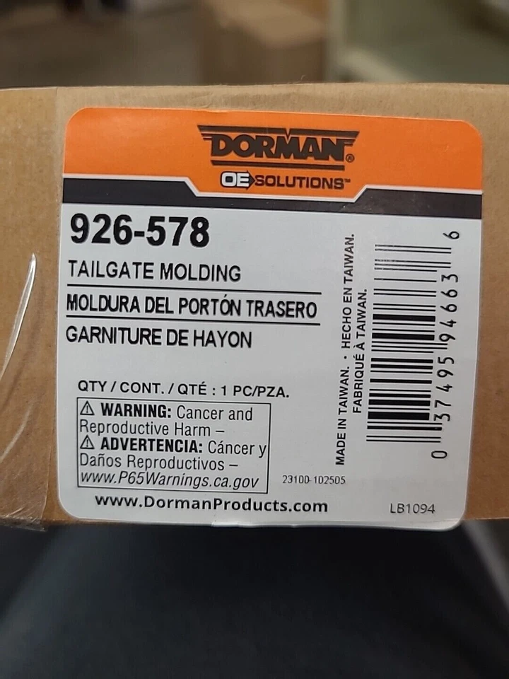 Dorman Solutions 926-758--MOLDAGEM PRETA da tampa da caçamba - Compatível com Ram 3500 2011-2018 - Imagem 4 de 4
