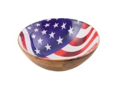 Thirstystone Wood Enamel Round Bowl Multi New