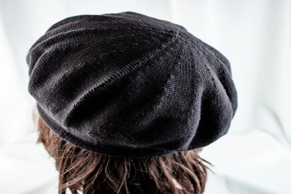 1940's French Wool Blend Vintage Women Black Beret Hat Size M 7 1/8 - Image 3 of 4