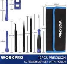 WORKPRO 12PCS Precision Screwdriver Set w/Magnetic Torx Bit & Tweezers w/Pouch