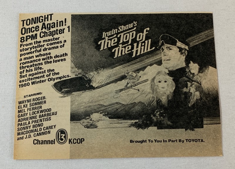 1980 KCOP tv movie ad~ TOP OF THE HILL Adrienne Barbeau, Elke Sommer