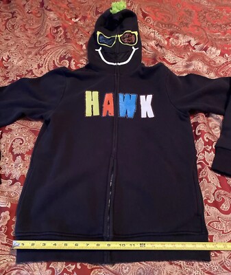 トップス Tony Hawk full face hoodie Tony Hawk Black Full Zip Hoodie Face Mask Green Mohawk Youth XL