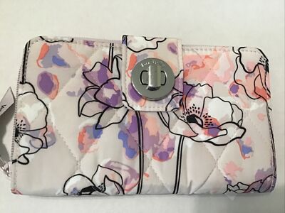 Vera Bradley Ultralight ANEMONE WATERCOLOR RFID Turnlock Wallet NWT $99