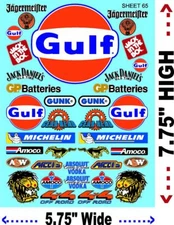 WHITE VINYL GULF Sticker Gang SHEET 65-R/C MODEL Decals 1/12-1/10-FG - LOSI CUT