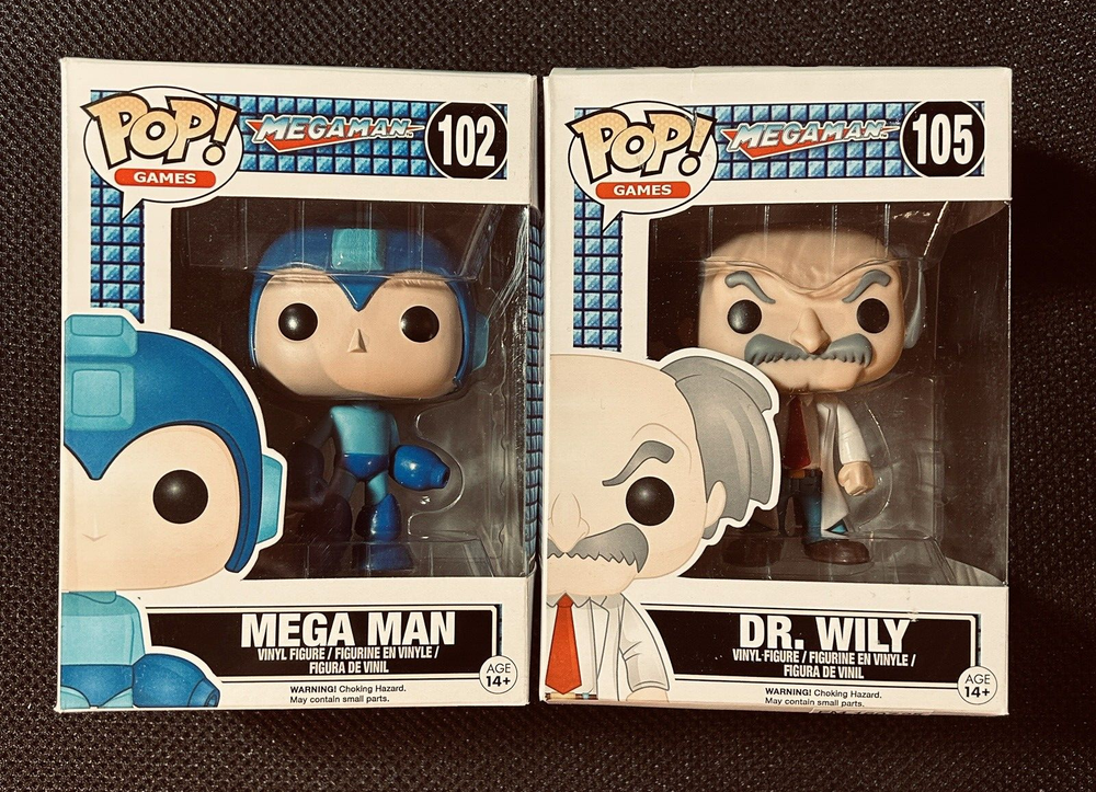Funko Pop Mega Man 102 and Dr Wily 105 Video Game Figures New