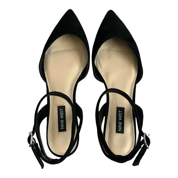 Nine West Briy Black Suede Flats Women’s Ankle Strap Pointed Toe Size 6 - Image 3 of 4