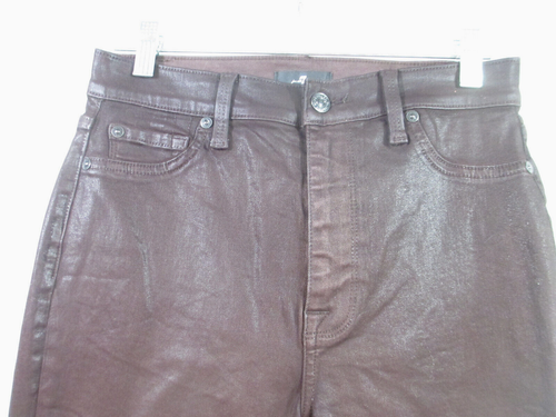 7 For All Mankind Womens Brown Pocketed Coated Ankle Skinny Jeans Size 27 - 第 4/9 張圖片