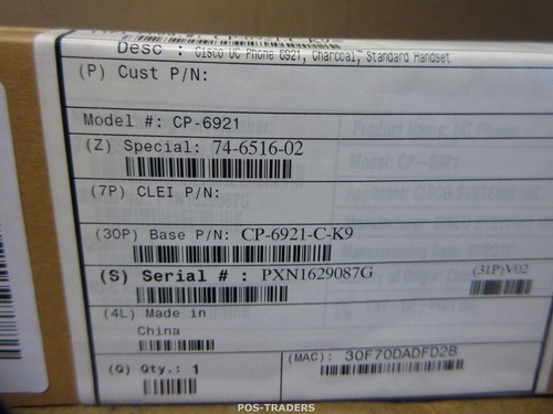 Cisco CP-6921 Unified IP VoIP Phone Two Line Slimline Handset Telephone NEW NEU - Afbeelding 3 van 3