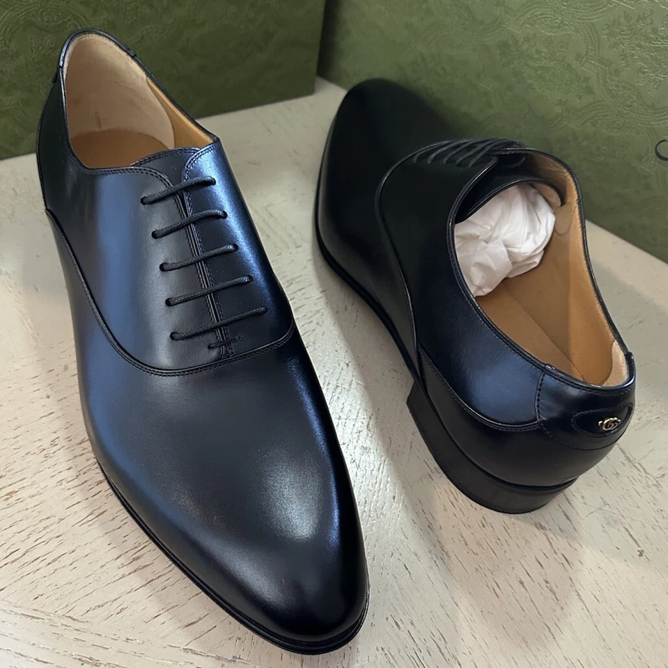 NUEVO EN CAJA Zapatos Oxford Gucci de Cuero para Hombre Negros 14 US/13 UK 719741