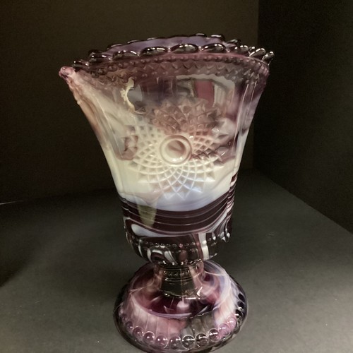 Raro vaso arte sedano vetro scorie ametista viola Fenton Atterbury - Foto 11 di 11