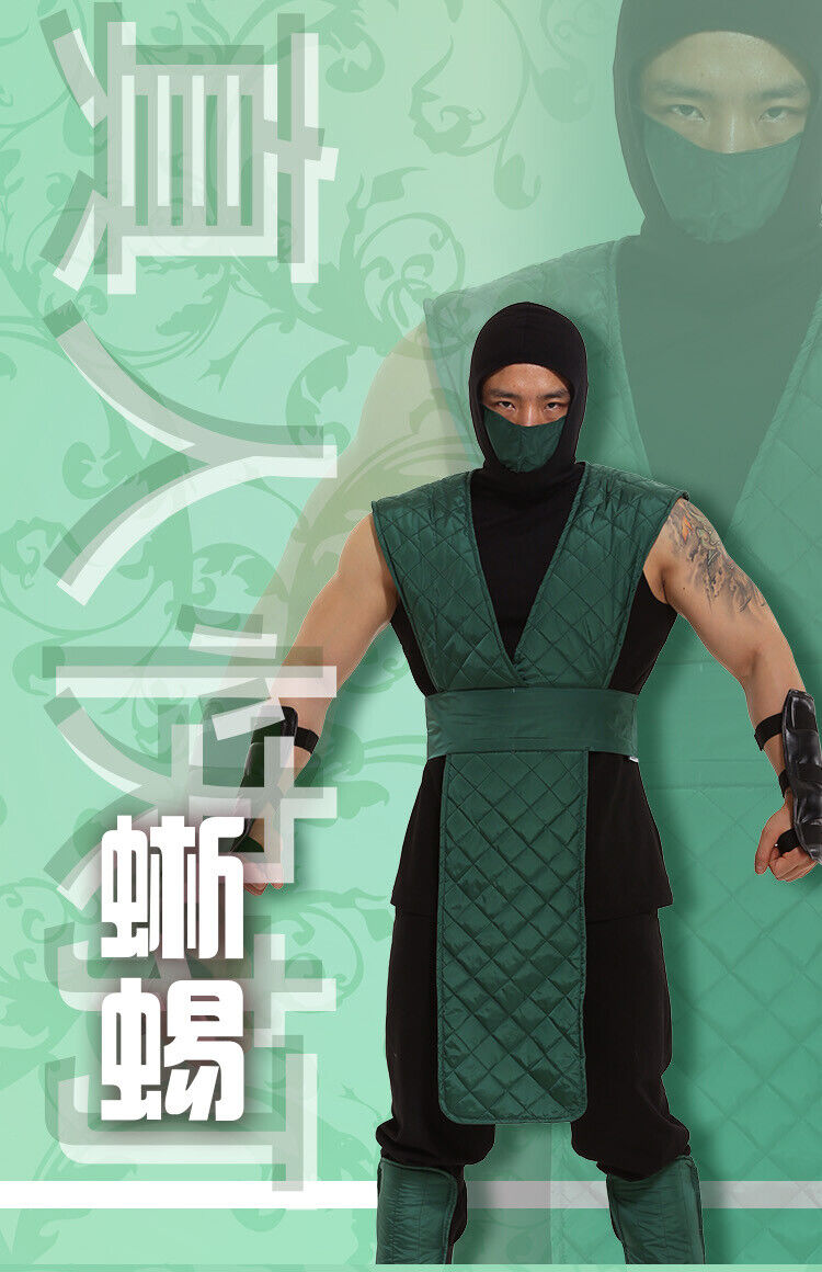 Fantasia de Cosplay Mortal Kombat para adultos, terno verde com máscara,  jogo escuro, roupa ninja, lutador verde - AliExpress