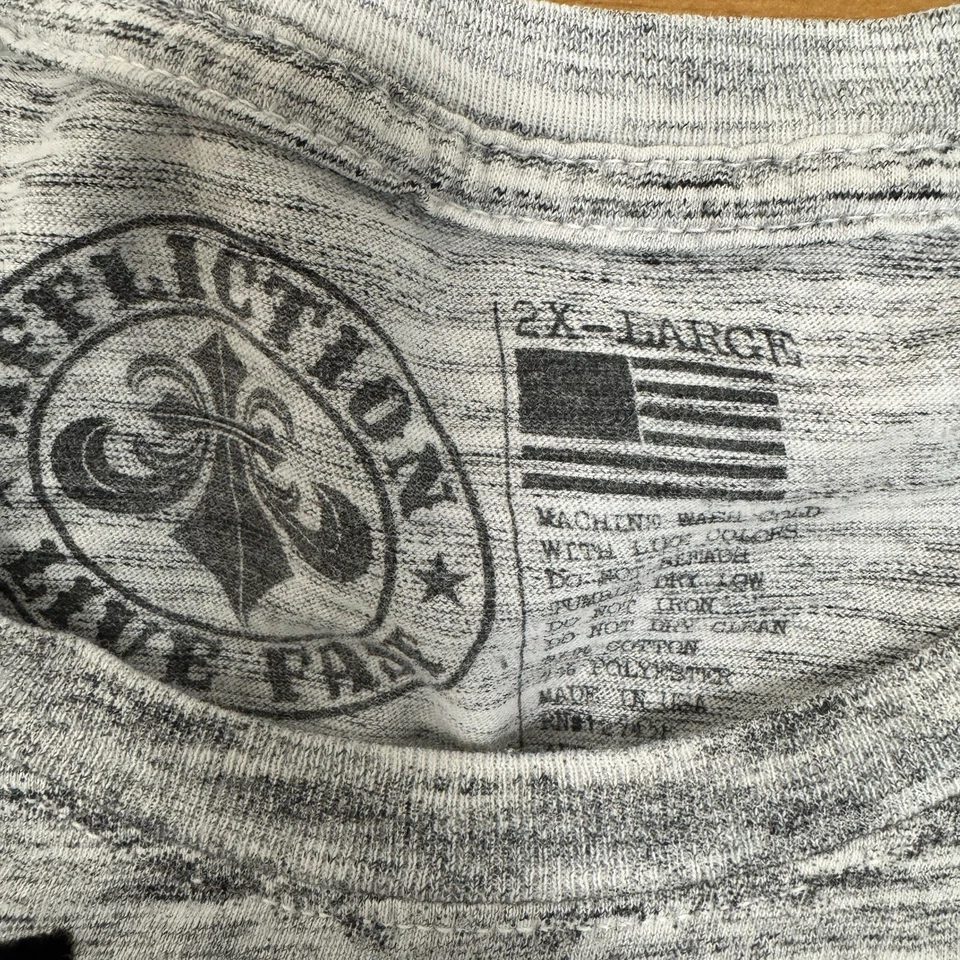 Camisa AFFLICTION Para Hombres 2XL Gris Calaveras Alas Espada Devorador Terciopelo Foto 4 de 4