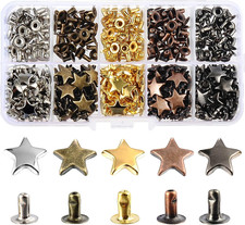 200 Sets 12MM Mixed Color Star Rivets for Leather Star Rivet Studs Kit Garment