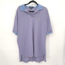 Vintage Polo Ralph Lauren Polo Shirt Mens XL Blue Orange Stripe Retro 90s Preppy